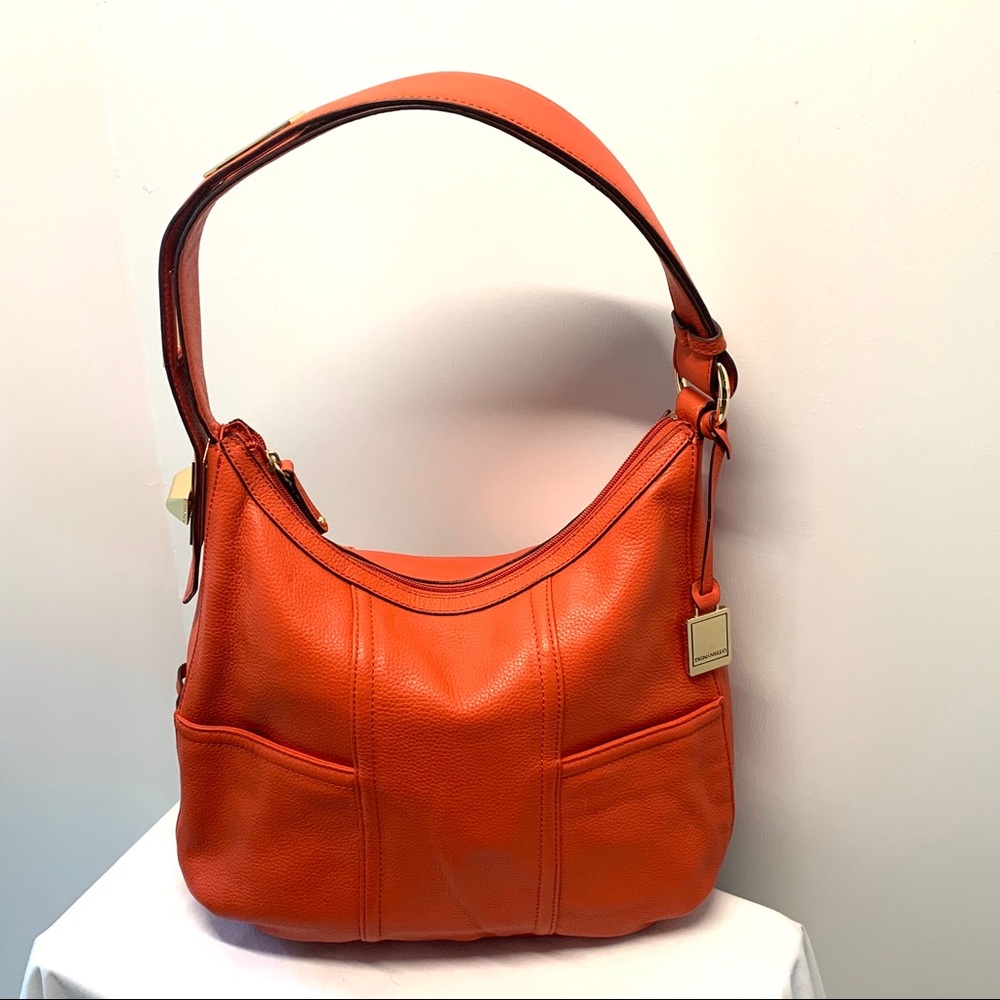 Tignanello Orange Leather Hobo Handbag